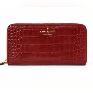 Kate Spade XL Burgundy Croc-Embossed Travel Wallet